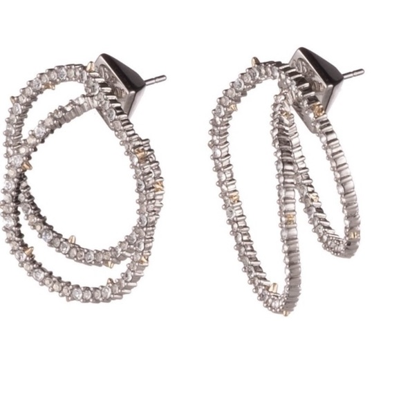 Alexis Bittar Noire Black Crystal Coiled Gold Thorn Orbiting Post Earrings - Picture 10 of 16